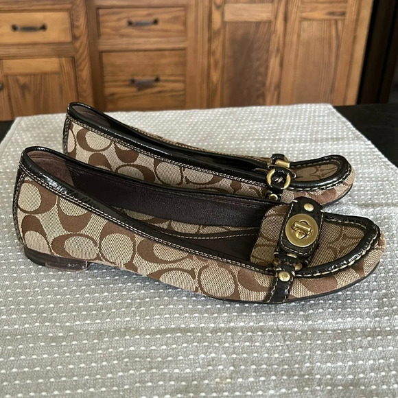 Coach Shoes - Coach | Katrin Brown Signature Canvas Flat Loafer Shoe in Brown Tan | womens 7.5